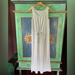 Striped Maxi Dress in Gray and White